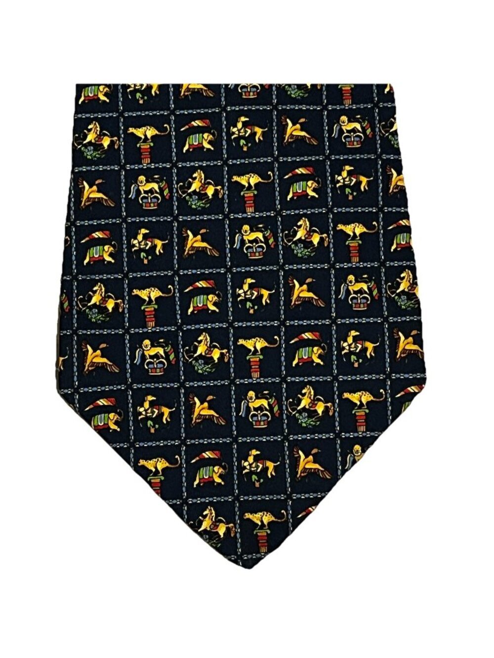 Salvatore Ferragamo Neck Tie 100% Silk Novelty Micro Print Blue Italy Luxury